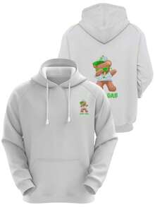 Blusa De Frio Moletom Canguru Capuz Inverno Básico Estampado Dtf Desenho Urso Bear Just Bad Frio Homem Unissex - Branco - Visão 4