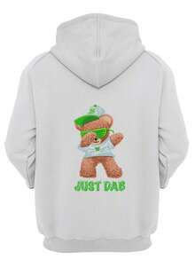 Blusa De Frio Moletom Canguru Capuz Inverno Básico Estampado Dtf Desenho Urso Bear Just Bad Frio Homem Unissex - Branco - Visão 3