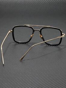 1 件装时尚男士金属框架双光束飞行员眼镜透明镜片，日常佩戴透明眼镜配件 - 無色 - 查看 7