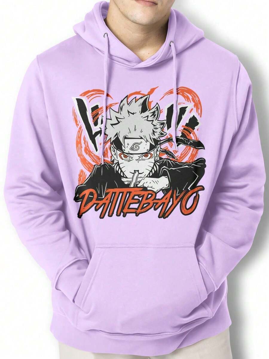 Men Hoodies - 中紫紅色 - 查看 1