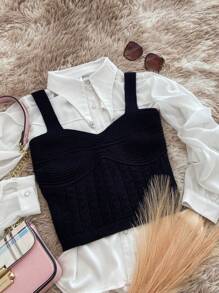 Women Knit Tops - 黑色 - 查看 1