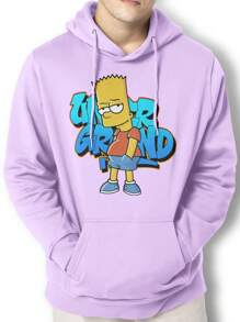 Men Hoodies - 中紫紅色 - 查看 1