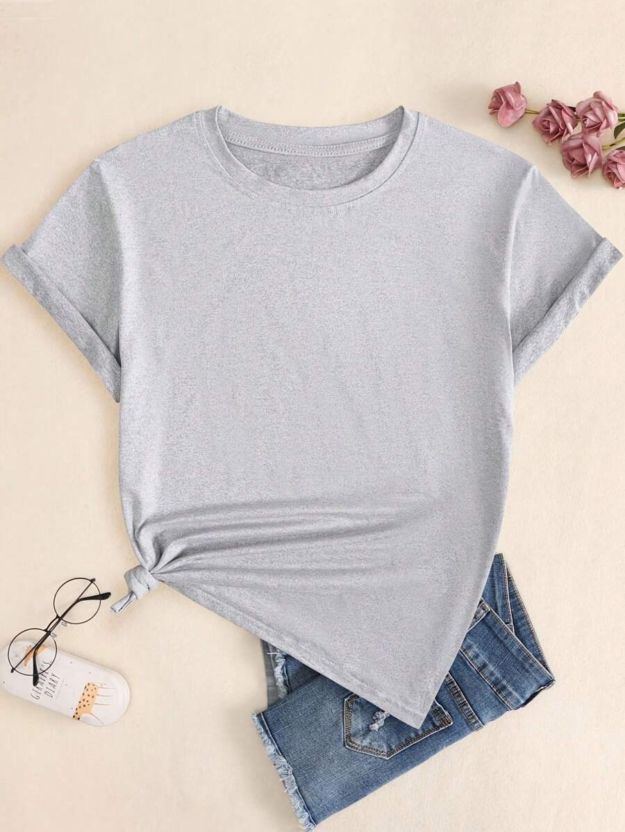 Camiseta básica 100% algodão tshirt premium p ao g2 - Cinza - Visão 1