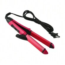 Plancha 2 en 1 Alisadora Color Rosa Con Tenaza Rizadora Para Todo Tipo De Cabello, Profesional y Moderna. - Rosa - Ver 1