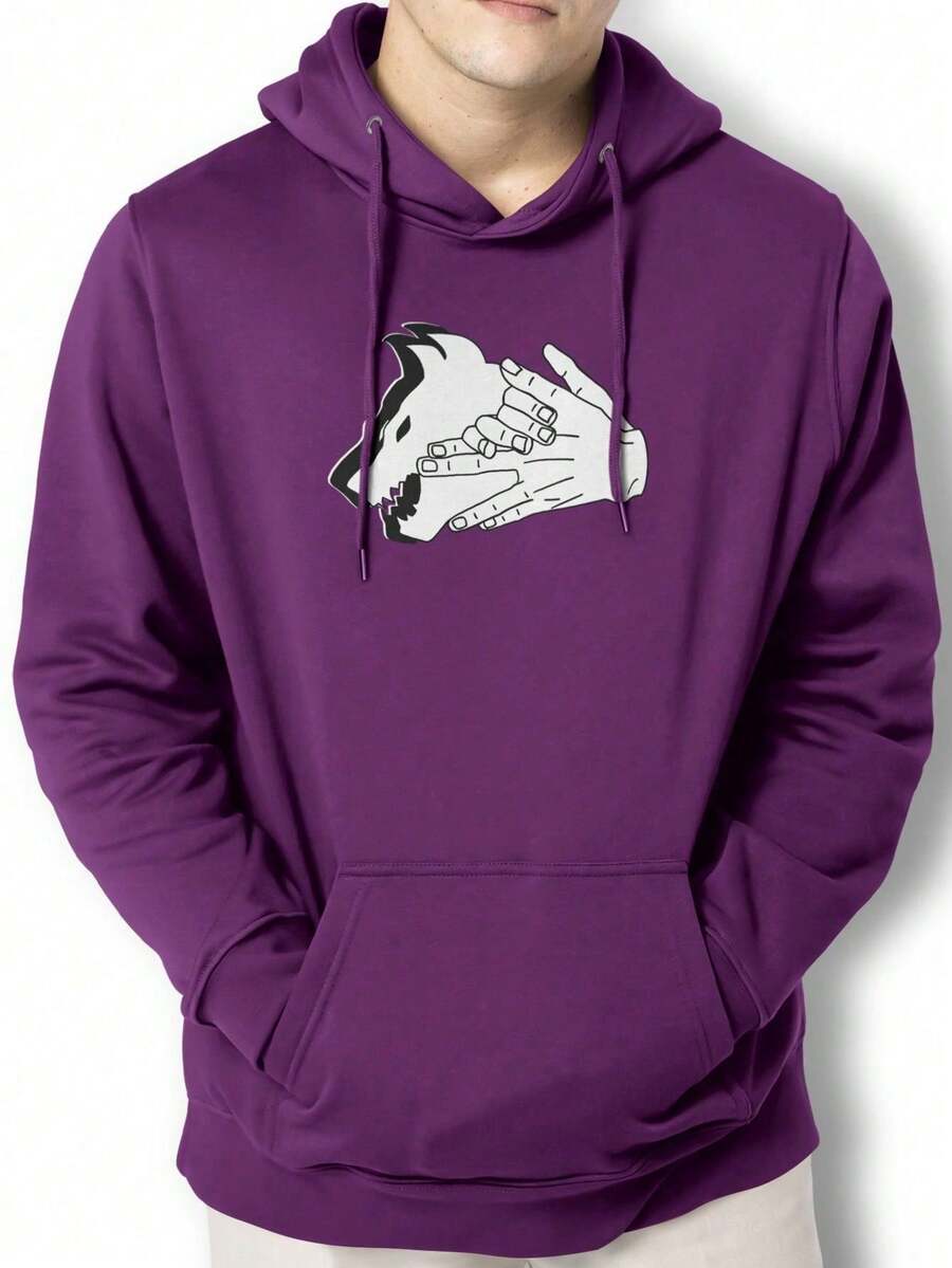 Men Hoodies - 紫色 - 查看 1