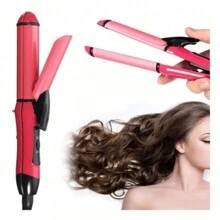 Plancha 2 en 1 Alisadora Color Rosa Con Tenaza Rizadora Para Todo Tipo De Cabello, Profesional y Moderna. - Rosa - Ver 2