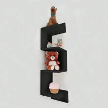 Prateleira De Canto Nicho Estante Livros Parede Suspensa Sala Quarto Decorativa Guardar Organizar Objetos Flutuante Gamer Multiuso Mdf - Preto - Visão 4