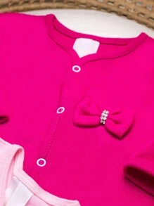 Baby Girls Rompers - 玫紅色 - 查看 2