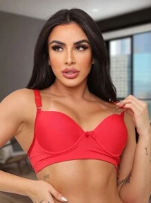 Kit With 03 Plain Basic Bras With Padded Soft Fabric Adjustable Straps Comfort Women's Lingerie Bra - 彩色 - 查看 2