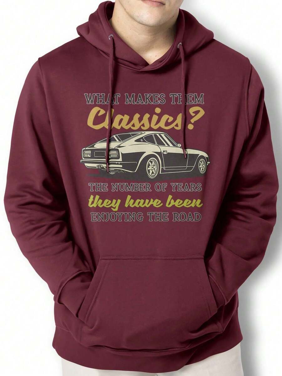 Men Hoodies - 紫紅色 - 查看 1