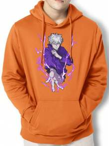 Men Hoodies - 橘色 - 查看 1
