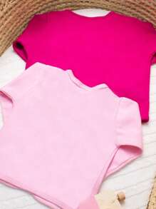 Baby Girls Rompers - 玫紅色 - 查看 6