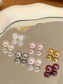 每週不重複的仿珍珠耳環套裝,7對仿珍珠耳釘,法式復古和極簡主義風格 - 七對耳環套裝 - 查看 9