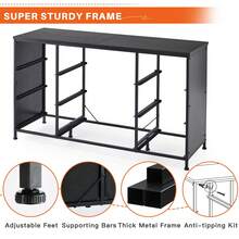 Raybee Dresser TV Stand With Drawers, Media Console Table For 60", TV Console With 9 Drawers For Bedroom, Entertainment Center With Sturdy Metal Frame & Wood Top, Living Room,Closet, Rustic Brown - 黑色 - 查看 4