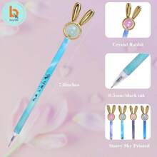 BUYTITI Plumas con Diseño de Conejo Kawaii de Punto Fino Paquete de 12 Piezas B-1002ZX-PAQUETE-12PZS - Multicolor - Ver 7