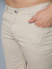 Men Denim Shorts - Beige - View 4