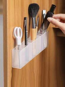 1pc Wall-Mounted Storage Box For Storing Cosmetic Jewelry, Makeup Tools In The Bathroom, Minimalist Design - Clear - View 2