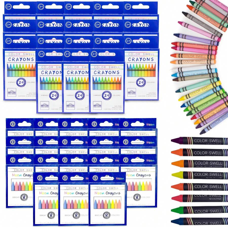 Color Swell Bulk Crayon Packs 18 Packs Large Neon Crayons And 18