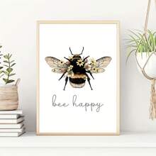 1 Peça Poster De Lona Com Slogan Motivacional, Impressão De Ilustração De Inseto De Abelha Floral, Pintura De Arte, Imagem De Parede Inspiradora Minimalista Moderna Nórdica Para Decoração De Casa Sala Quarto Escritório, Sem Moldura - Multicolorido - Visão 5
