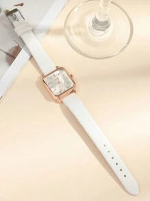 DISU Square Pointer Quartz Watch As A Gift For Students Returning To School - White - View 6