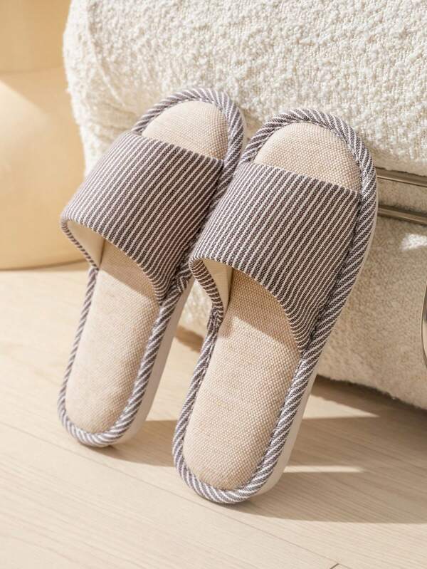 Zapatillas De Lino Para Hombres Antideslizantes, Contra El Olor, Con Suela Suave, Silenciosas Y Aptas Para Cuatro Estaciones Para El Hogat