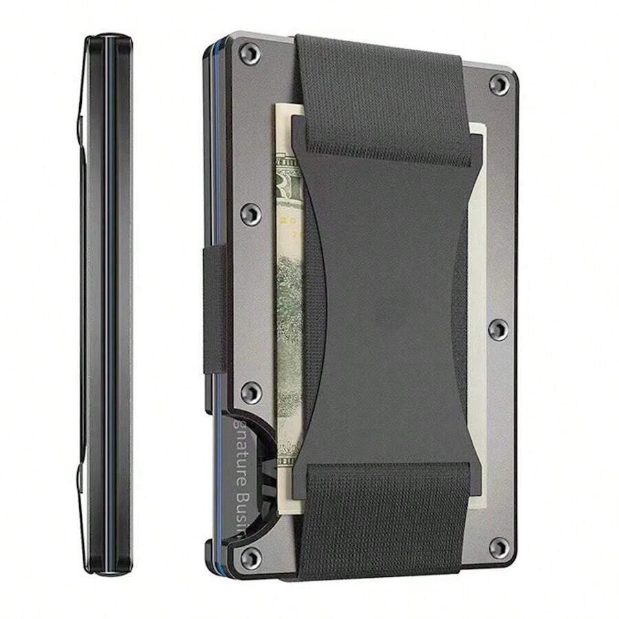 1 Ví Mỏng Tối Giản Cho Nam RFID Ngăn Chặn Túi Thẻ Tín Dụng Phía Trước Nhôm Kim Loại Nhỏ Ví Mini Mỏng Kỷ Niệm Sinh Nhật Quà Tặng Ngày Lễ Tình Nhân Cho Ông Cha Chồng Người Bạn - Màu Xám nhạt - Xem 1
