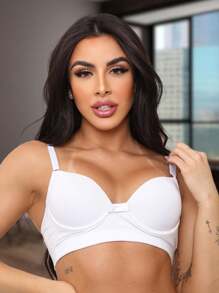 Kit With 03 Plain Basic Bras With Padded Soft Fabric Adjustable Straps Comfort Women's Lingerie Bra - 彩色 - 查看 5
