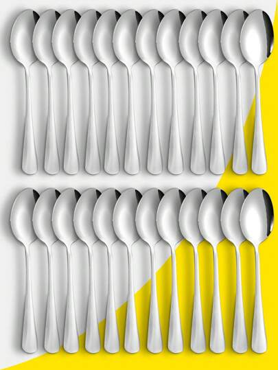 6件/12件/24件不锈钢勺子，适用于家庭厨房和餐厅、厨房、圣诞礼物、学校用品