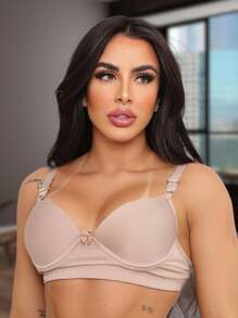 Kit With 03 Plain Basic Bras With Padded Soft Fabric Adjustable Straps Comfort Women's Lingerie Bra - 彩色 - 查看 6