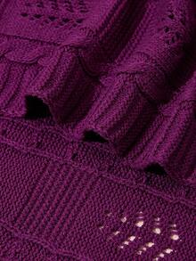 1pc Baby Knit Hollow Patterned Blanket, Solid Color Swaddle Blanket, Air Conditioner Blanket For Summer