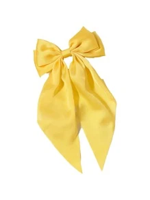 1PC Satin Hair Bows For Girl Large Hair Barrettes Ribbon For Girls Giant Long Bow Hair Clips Ponytail Holder Silk Big Hair Clips Accessories For Girl - Yellow - View 5