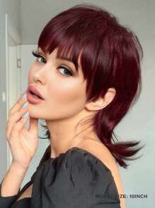 Cắt Pixie Tóc giả Đối với phụ nữ Ngắn Rượu vang Đỏ  Tóc giả Với Ngắn Nhiều lớp Tóc giả Bóng Màu Đỏ Sâu Pixie Tóc giả Sợi tổng hợp Vẻ ngoài Tự nhiên Tóc Đối với Hằng ngày Buổi tiệc - Màu Đỏ Sâu - Xem 4