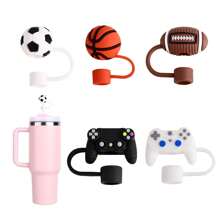 Straw Cover Cap For Cup, 5PCS Silicone Straw Covers For 40oz 30oz Tumbler, Cute Straws For 10mm Diameter - Balls