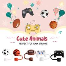 Straw Cover Cap For Cup, 5PCS Silicone Straw Covers For 40oz 30oz Tumbler, Cute Straws For 10mm Diameter - Balls