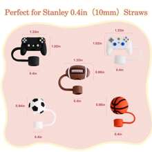 Straw Cover Cap For Cup, 5PCS Silicone Straw Covers For 40oz 30oz Tumbler, Cute Straws For 10mm Diameter - Balls