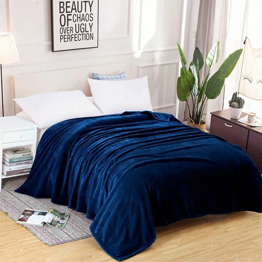 Cobijas Mantas de cama frazada Matrimoniales ,cuatro estaciones capucha franela cálido para casa cobijas frazadas calientitas fresca la ropa de cama cobertor king size microfibra cobertores para borrega cobijas Matrimonial ultrasuave individual, decoracion hogar laila Ligero confort blanket colcha cubrecama super suave cobija micromink 100% Poliéster cobertores edredones edredon color morado roja rosa negra verde - Azul Marino - Ver 1