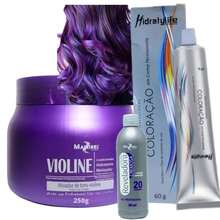 Kit Tinta Coloração Profissional  1 Tinta 1 Ox 1 Matizador 250g - 66.226 Roxo Violine - Visão 4