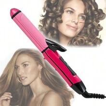 Plancha 2 en 1 Alisadora Color Rosa Con Tenaza Rizadora Para Todo Tipo De Cabello, Profesional y Moderna. - Rosa - Ver 4