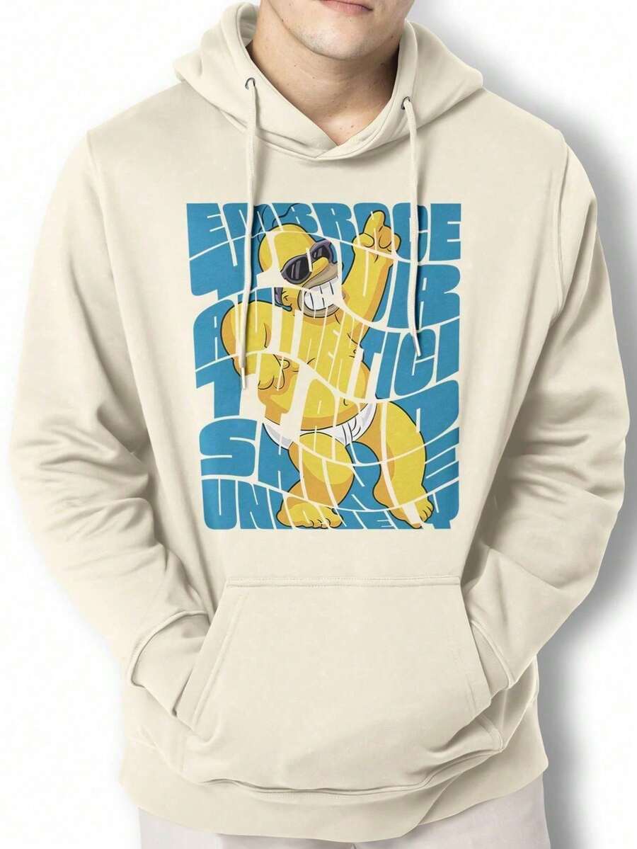 Men Hoodies - 米色 - 查看 1