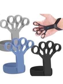 Faixas De Resistência De Dedo Fortalecedoras De Aperto De Mão De Silicone Preto, Kit De Treino De Treinador De Dedo Fortalecedor De Punho - Multicolorido - Visão 1