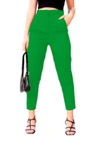 Pantalón de vestir con pinzas para mujer, opción elegante para la oficina - Verde - Ver 2