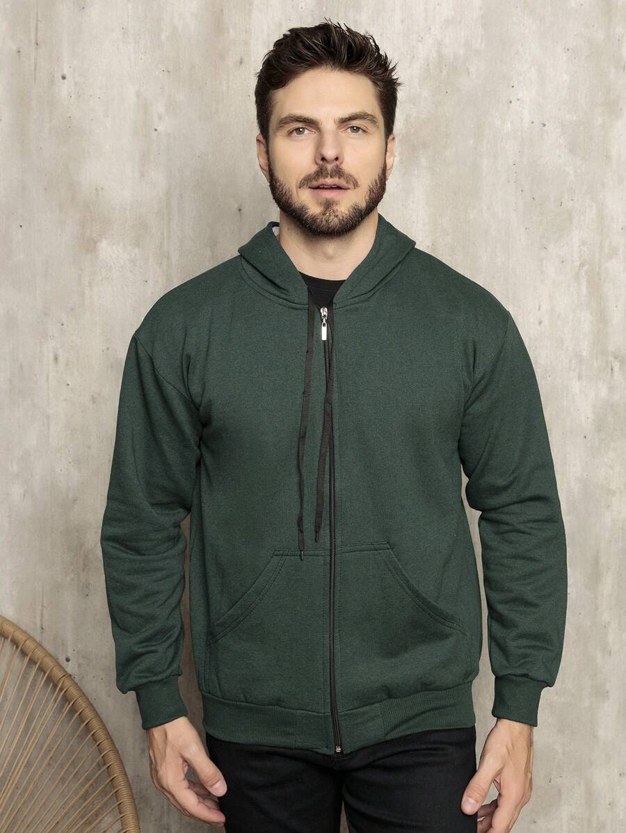 MOLETOM FLANELADO ABERTO MASCULINO COM ZÍPER E CAPUZ