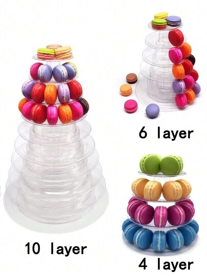 4-Layer/6-Layer/10-Layer Round Transparent Macaron Dessert Display Rack, Suitable For Afternoon Tea Tower Wedding Holiday Parties Cake Stand Cake Decorations Cupcake Stand Cake Decor Cake Holder Wedding Decor Wedding Party Supplies Wedding Decorations Wedding Accessories Wedding Cake Stand