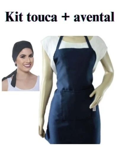 Kit Touca e avental em oxford varias cores