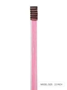 Hair Tinsel Kit Glitter Hair Tinsel Clip In Sparkling Shiny Fairy Hair Tinsel Hair Extensions For Halloween Christmas Party 22 Inch Pink 6PCS/PACK - Pink - View 2