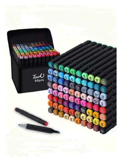 Dubbla spetsmarkörer och akvarellpennset, professionell för animeteckning, studentkonsttillbehör