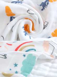 5入/包隨機發送6層印花紗布手帕,適用於嬰兒、幼兒和日常使用