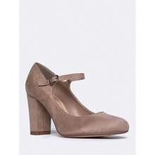 Women's White Wine Rose Gold Black Taupe Beige Grey Lipstick Natural Snake Mary Jane Pumps – Round Toe Ankle Strap Vintage Dress Heels [Size Up Half Size] - 灰褐色 - 查看 2