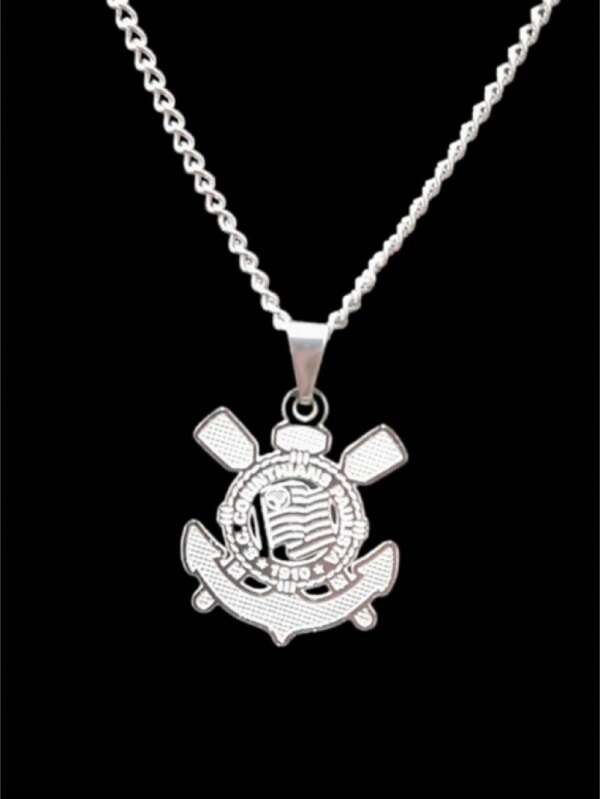 Colar Feminino Masculino Corinthians Timão Aço Inoxidável Folheado Antialérgico Time de Futebol