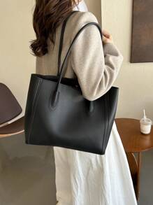 Retro Large Capacity Bag Women's Bag 2024 New Versatile Tote Bag Large Capacity Shoulder Commuter Bag - Black - View 2